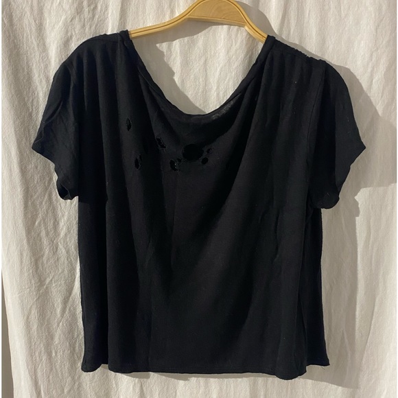 LOCAL LAB DESTROYED CROPPED BLACK & PINK ROCK N ROLL TEE. - Picture 4 of 5